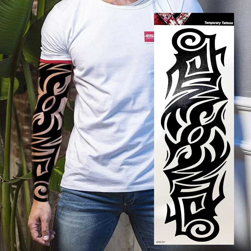 Large Arm Sleeve Tattoo Tiger Skull Owl Waterproof Temporary Tatto Sticker Fox Lion Body Art Full Fake Tatoo Women Men