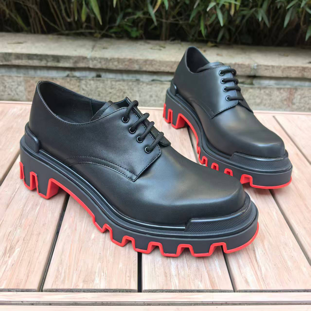 Merumote 30mm Gentleman's Oxford Shoes Wavy Red bottom Classic Formal Shoes-MERUMOTE