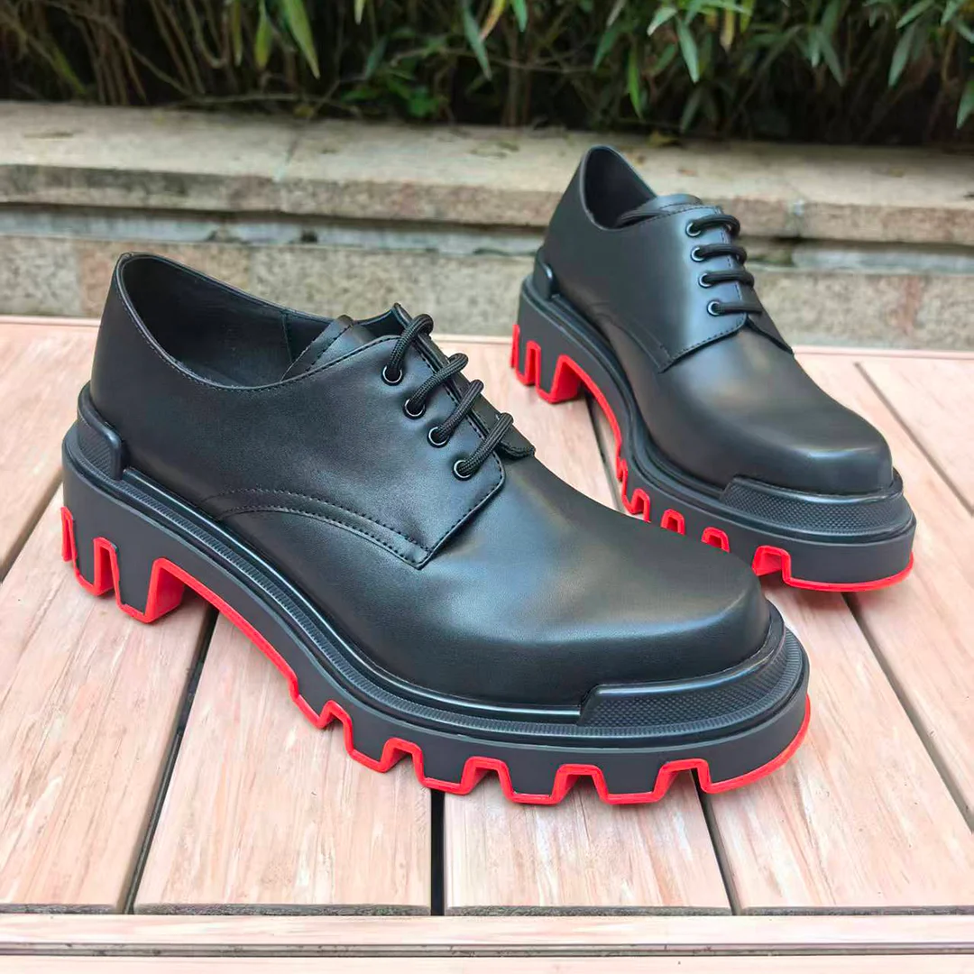 Merumote 30mm Gentleman's Oxford Shoes Wavy Red bottom Classic Formal Shoes-MERUMOTE