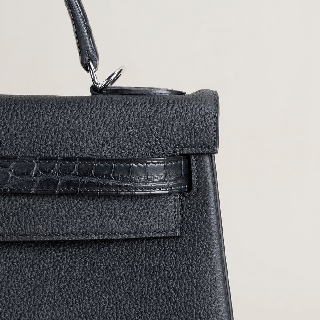 Kelly32 Touch Togo/Matte Alligator crocodile 89 Noir PHW