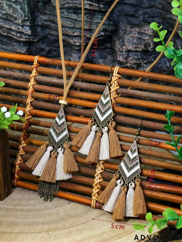 3pcs Tassel Pendant Jewelry Set