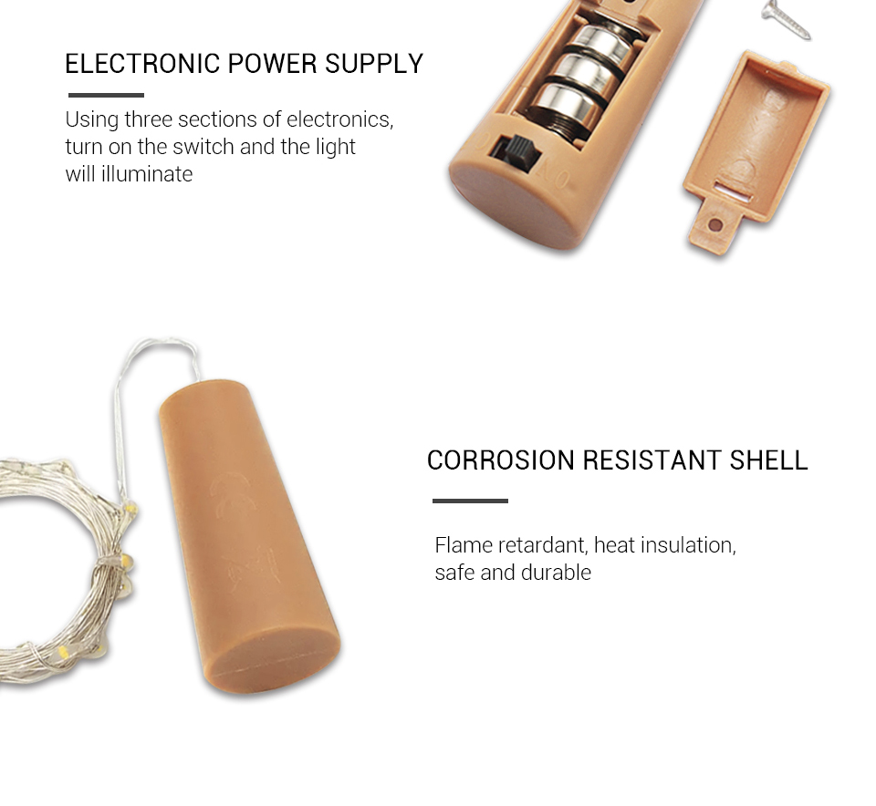 Tegooe LED Wine Bottle Cork String Lights - Copper Wire Fairy Decor