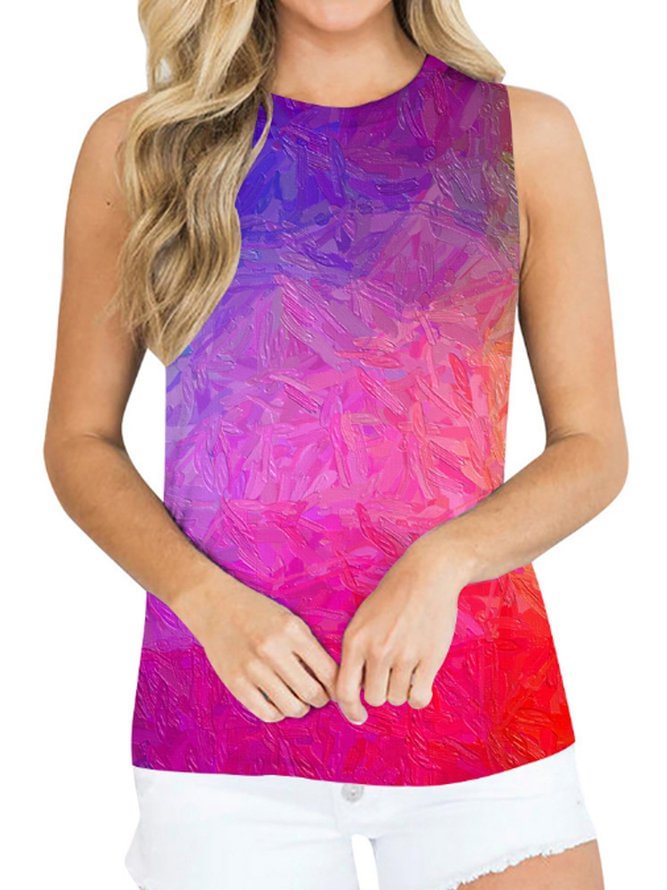 Plus Size Casual Cotton-Blend tie-Dye Shirts & Tops