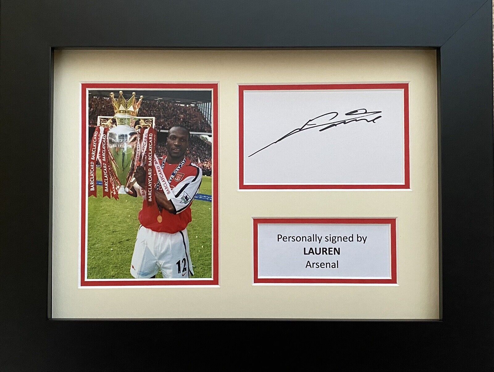 Lauren Hand Signed White Card In A4 Arsenal Frame Display