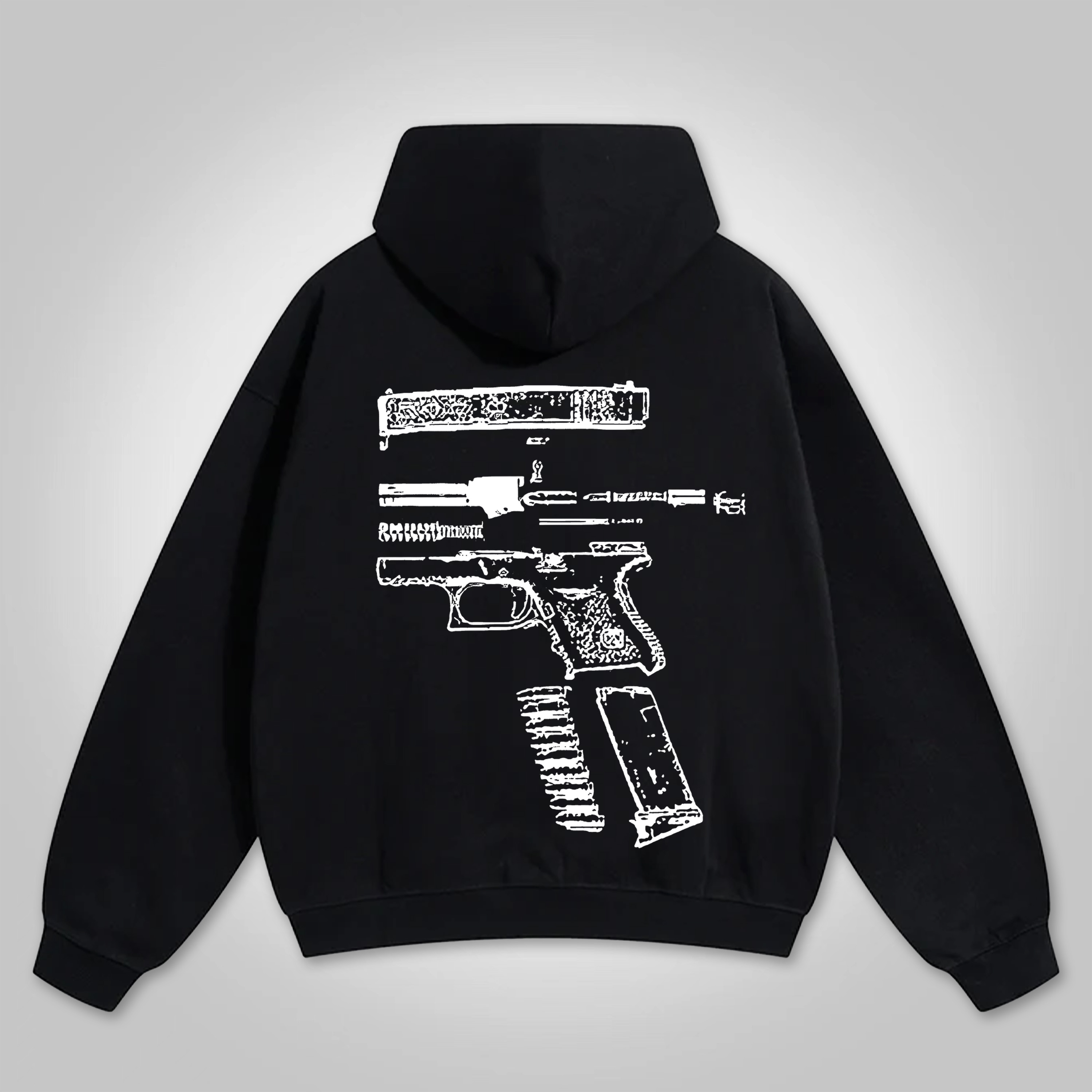 Sopula In Glock We Trust Graphic Oversized Zip Up Hoodie - SOPULA