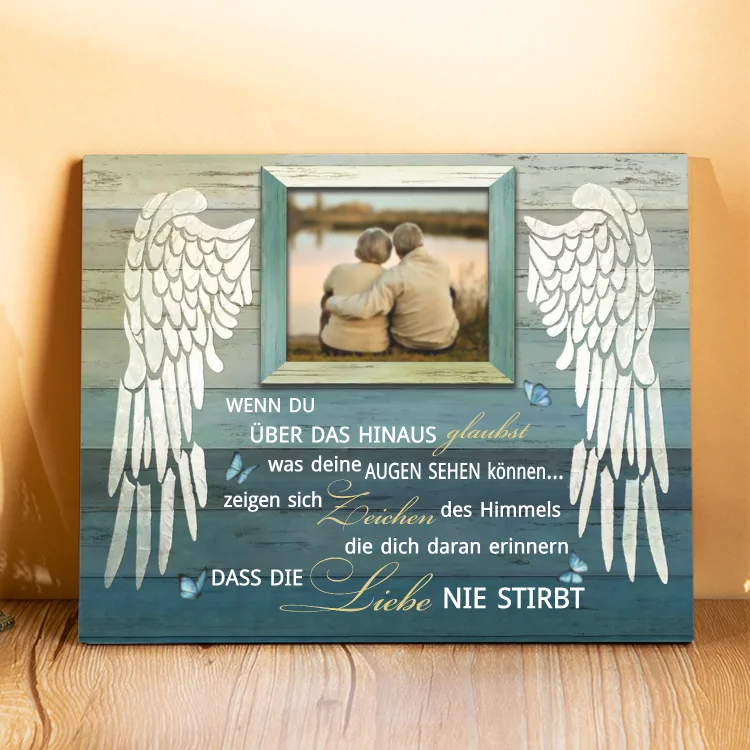 Kettenmachen Trauer Holzbild-Personalisiertes Foto-Die Liebe stribt nie-Holzdekoration