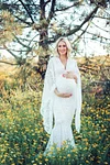Maternity Lace Wedding Flare Sleeve High Waist Pregnant Bridal Gowns Dresses