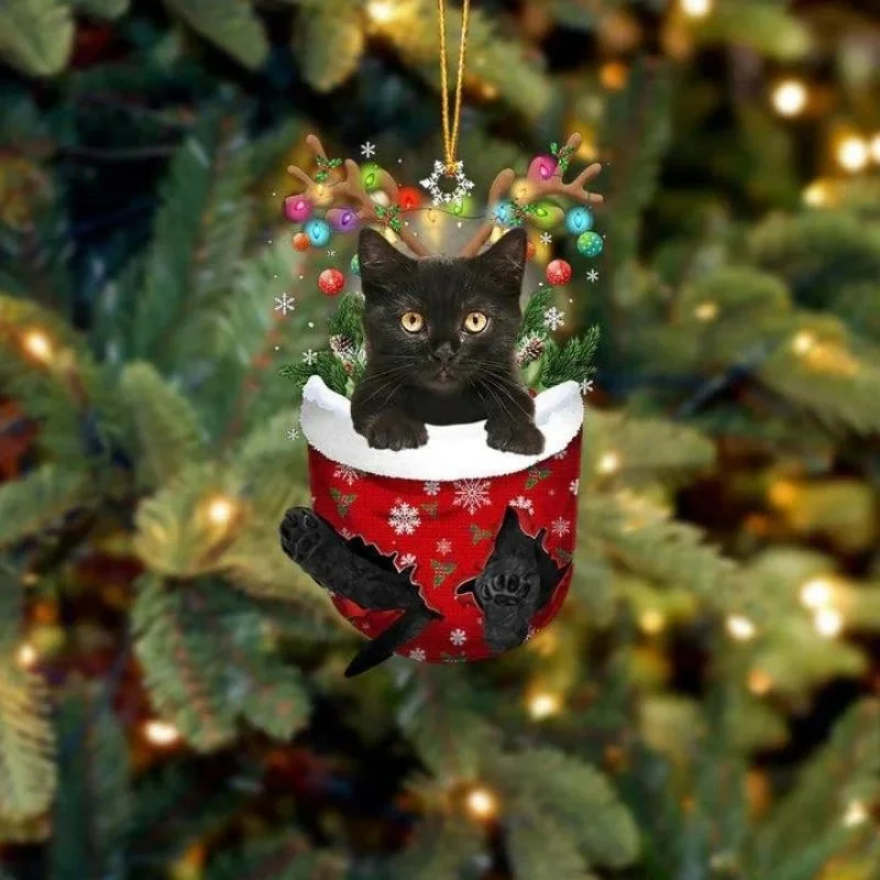 VigorDaily Cat In Snow Pocket Christmas Ornament SP173