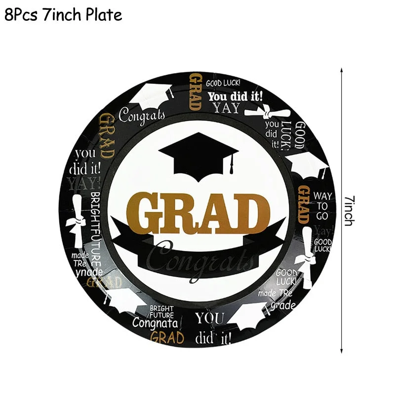 1Set Graduation Balloons Disposable Tableware 2022 Graduation Party Decorations Congrats Grad Paper Garland Banner Class of 2022