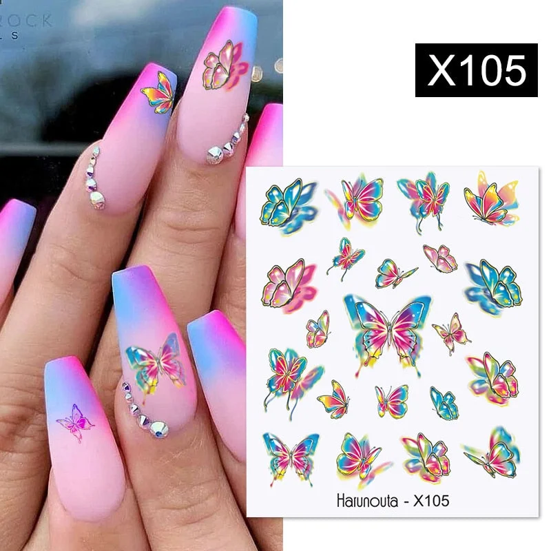 1 Sheet Nail Art 3D Nail Sticker Butterfly Colorful Nail Decals Fairy Tales Nail Transfer Decals Nail Decorations DIY Design