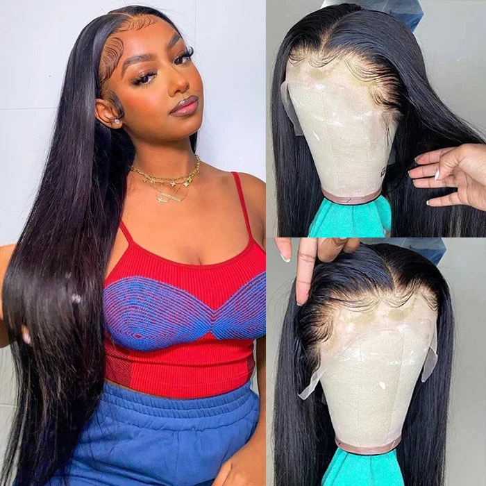13x4/13x6 Straight Transparent Lace Front Human Hair Wig Frontal Wig For Women