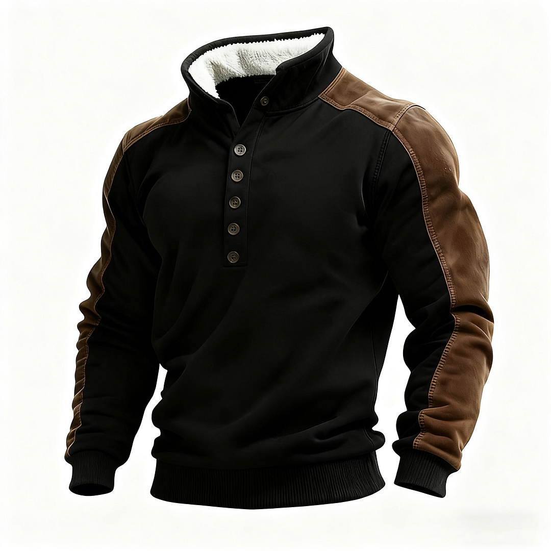 Men's Autumn/Winter New Outdoor Half-Open Stand Collar Button-Up Suede Casual Sweatshirt-inspireuse