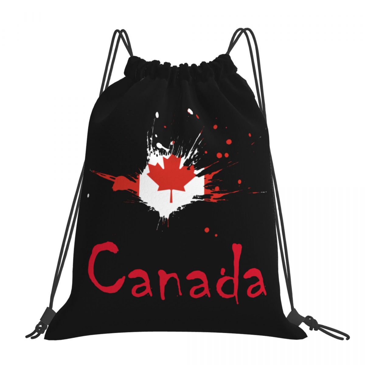 Canada Ink Spatter Foldable Sports Gym Drawstring Bag