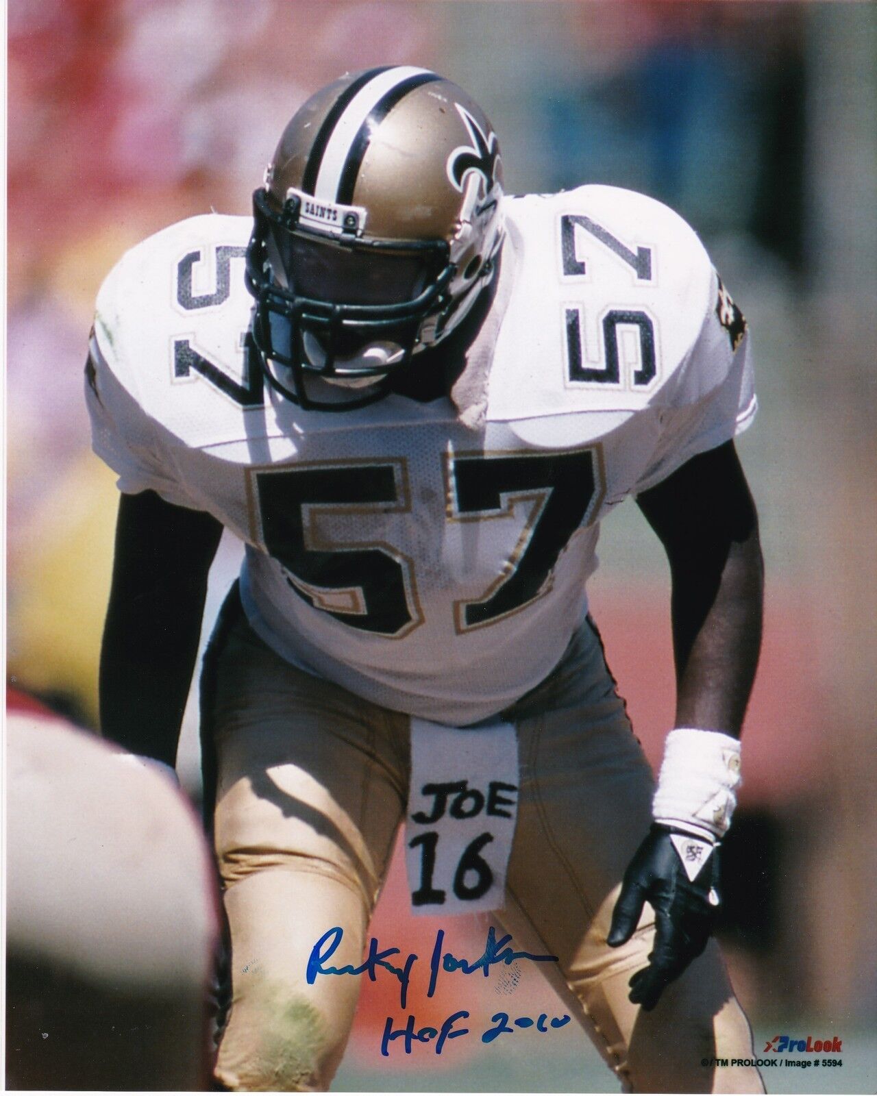 RICKEY JACKSON NEW ORLEANS SAINTS HOF 2010 ACTION SIGNED 8x10