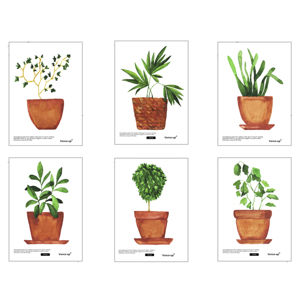 

6pcs/set Wall Sticker DIY Vinyl Wall Decals Art Door Murals (Potted Plants, 501 Original