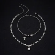 Men's Titanium Steel Cross Street Metal Necklace