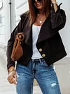 Casual Solid Color Buttoned Long Sleeves Notched Collar Blazer