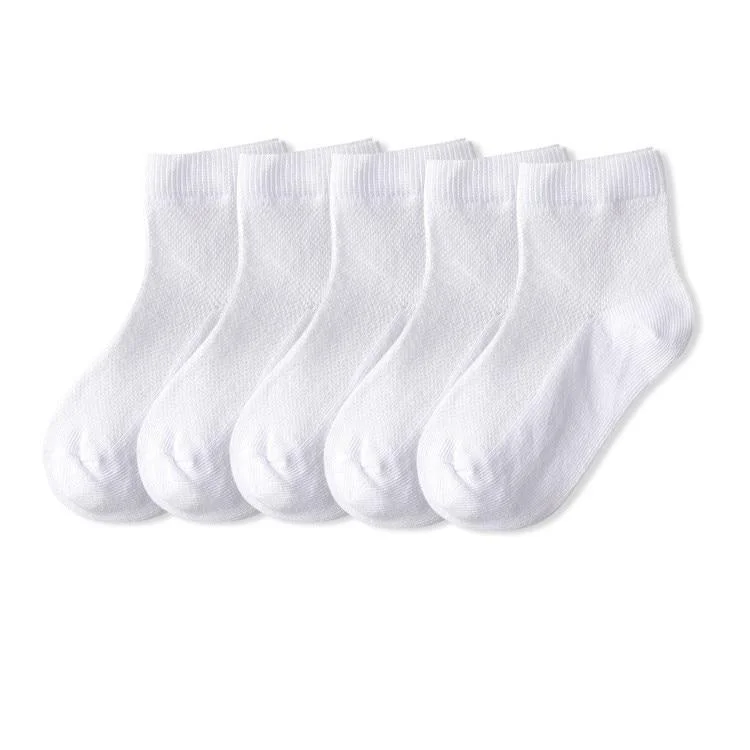 5 Pairs/lot 1 to 12 Years Summer Solid White Cotton Socks For Children Socks Spring No-show Low Cut Socks Boys Girls Boat Socks