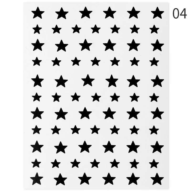 1Pc Black White French 3D Nail Sticker Hollow Painting Nail Trasnfer Sliders Manicure Butterfly Star Heart Pattern Nail Decor-Nail Inspo