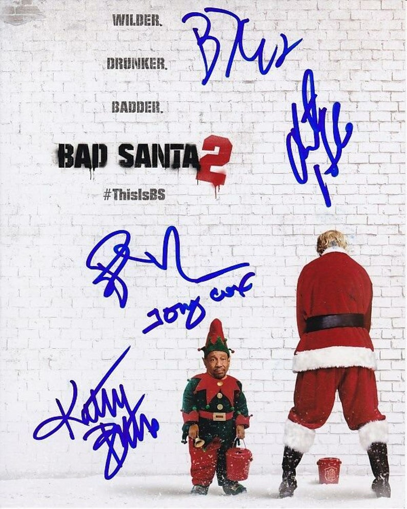 Bad santa signed cast 8x10 Photo Poster painting billy bob thornton kathy bates +