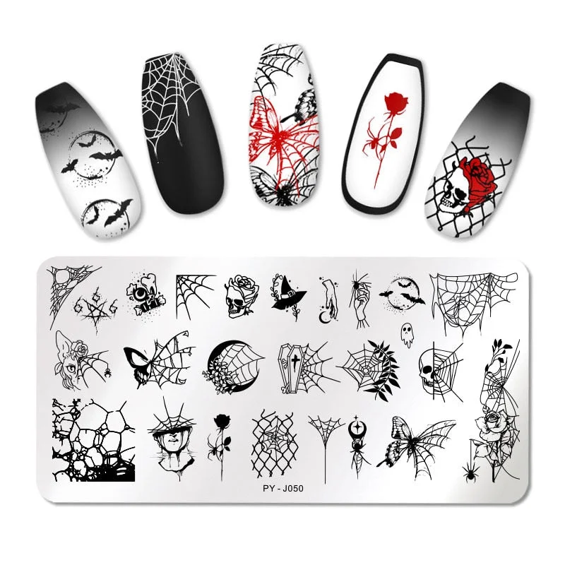 PICT YOU Halloween Nail Stamping Plates Snowflake Festival Pattern Nail Art Image Plates Nail Art Stencil Nail Template Plate-Nail Inspo