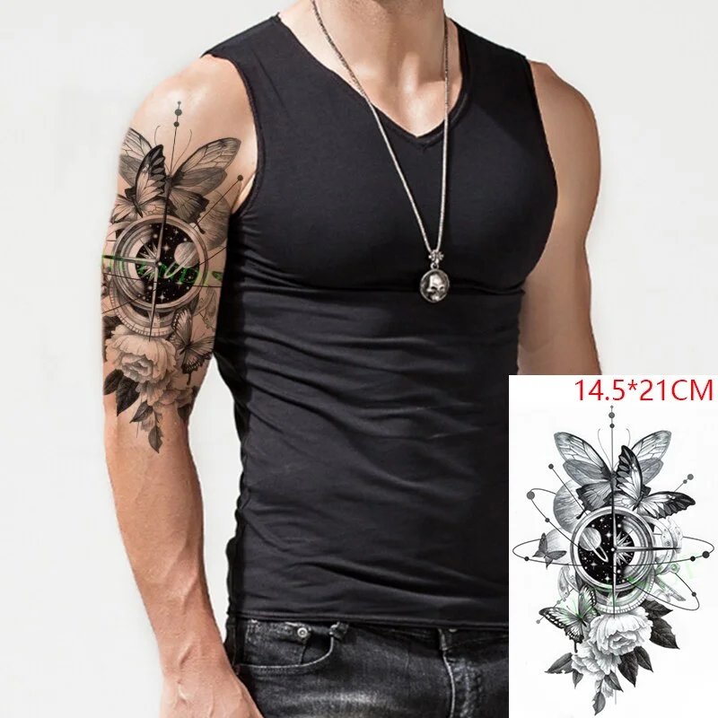 Sdrawing Temporary Tattoo Sticker Red Rose Dragon Lion Tiger Animal Tatto Stickers Flash Tatoo Fake Tattoos for Men Women
