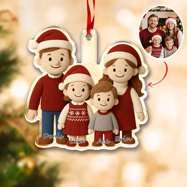 Custom 3d Effects Christmas Ornament Custom Family Face & Name Decor Ornaments Xmas Gifts For Lover For Family