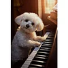 (Big Size)Puppy Playing Piano - 11CT Stamped Cross Stitch - 40*60cm - Dog