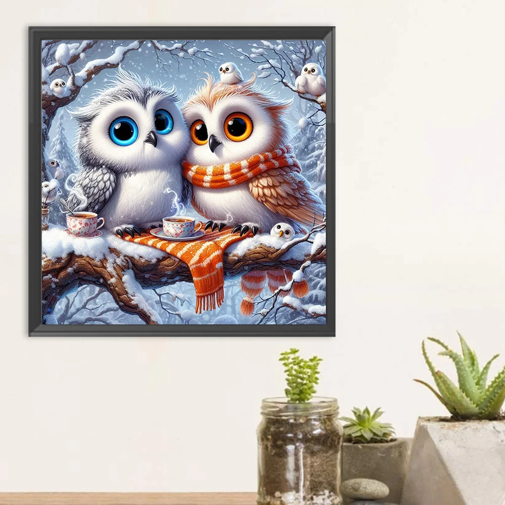 Diamond Painting - Full Round Drill - Winter Owl(Canvas|30*30cm)