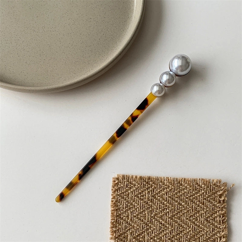 Women’s Casual Minimalist Geometric Acetic Acid Sheets Pearl Hair Sticks