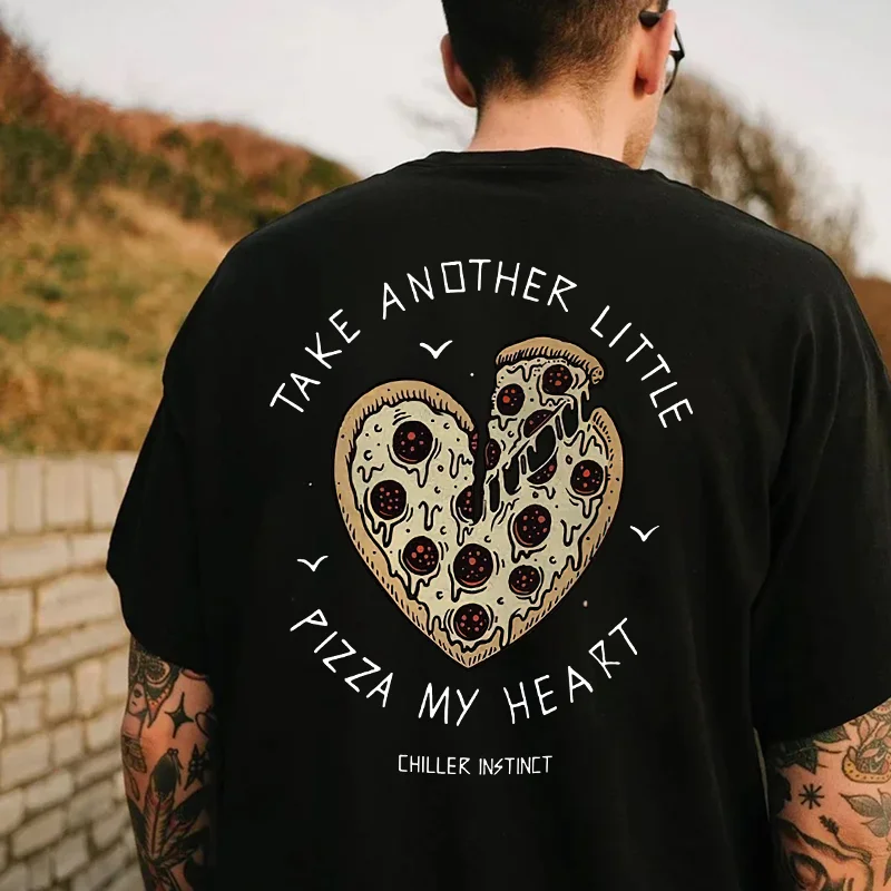 TAKE ANOTHER LITTLE Broken Pizza Black Print T-shirt