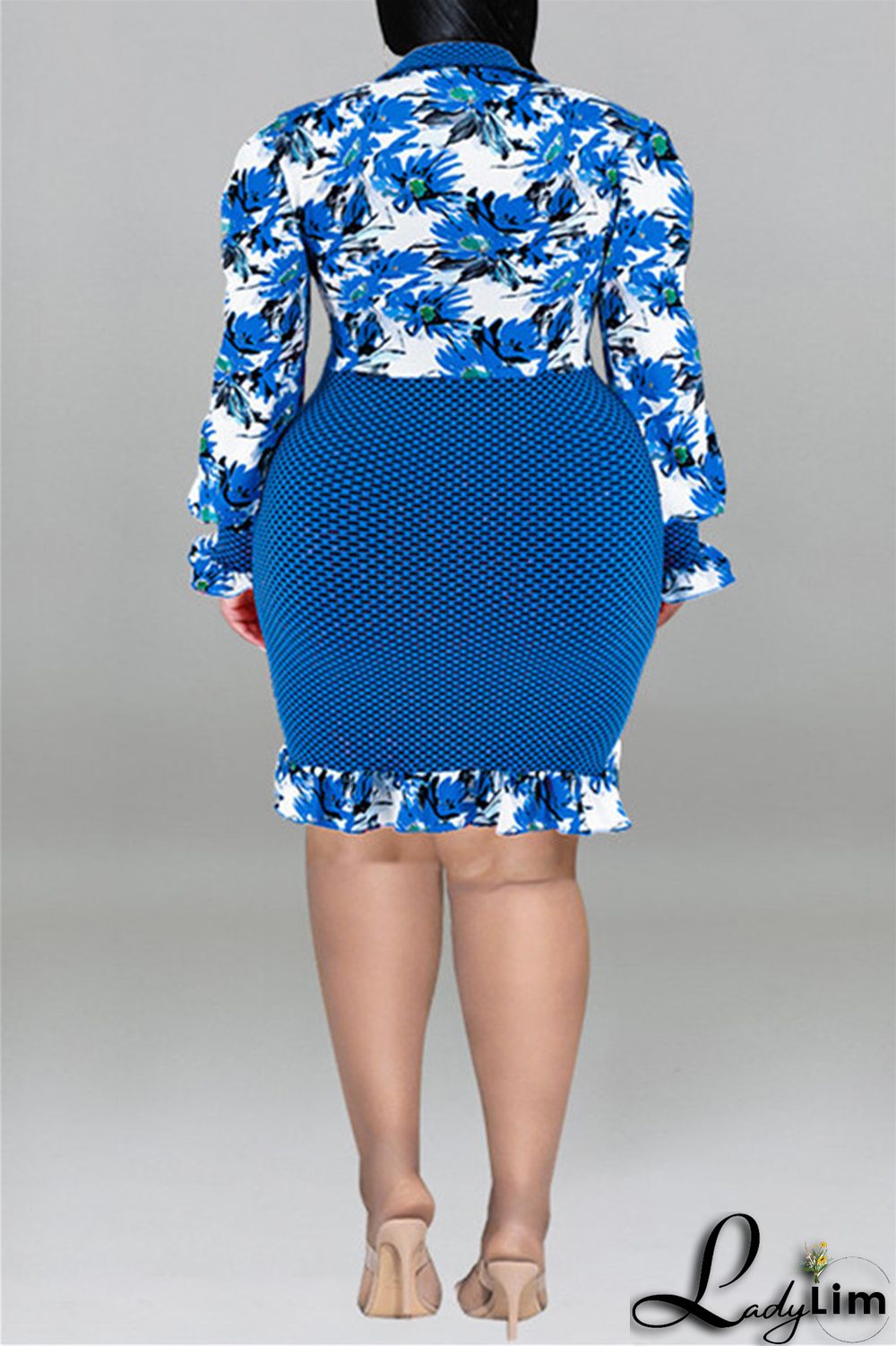 Purple Fashion Casual Print Patchwork Turndown Collar Long Sleeve Dresses