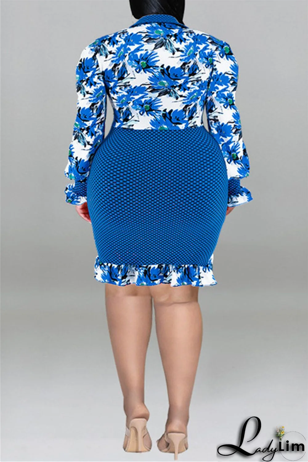 Purple Fashion Casual Print Patchwork Turndown Collar Long Sleeve Dresses