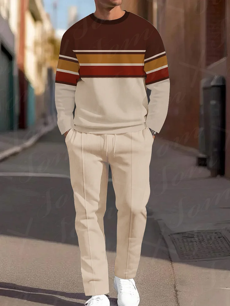 Men Casual Printed Hoodied and Pants Suit
