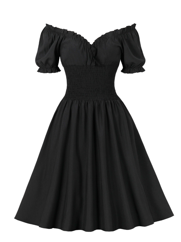 Elegant Short Sleeve Off Shoulder Midi Dress