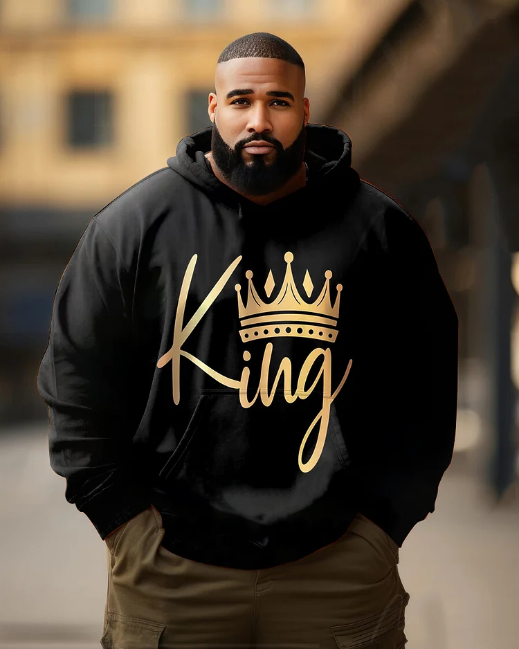 Men's Plus Size King With Crown Long Sleeve Hoodie