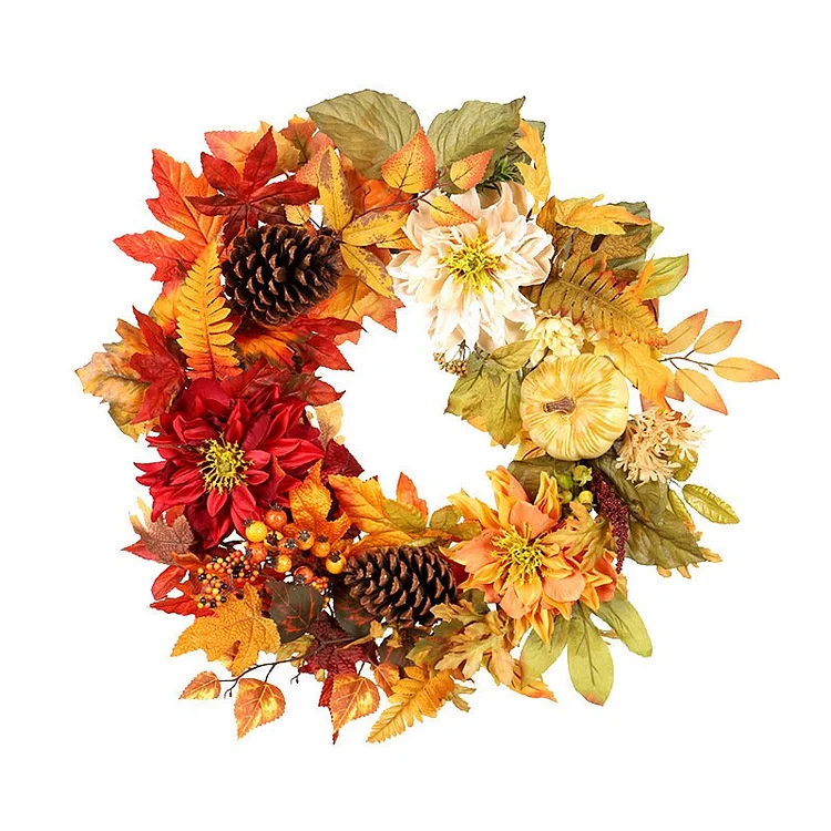 Pinecone And Wildflowers Pumpkin Wreath Thanksgiving Wreaths Fall Flower Wreath | AvasHome