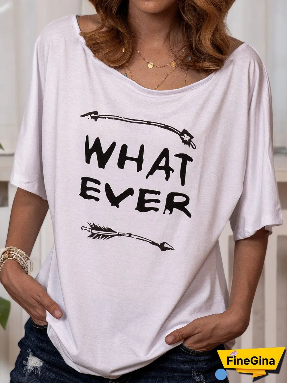 White Casual Cotton-Blend T-shirt