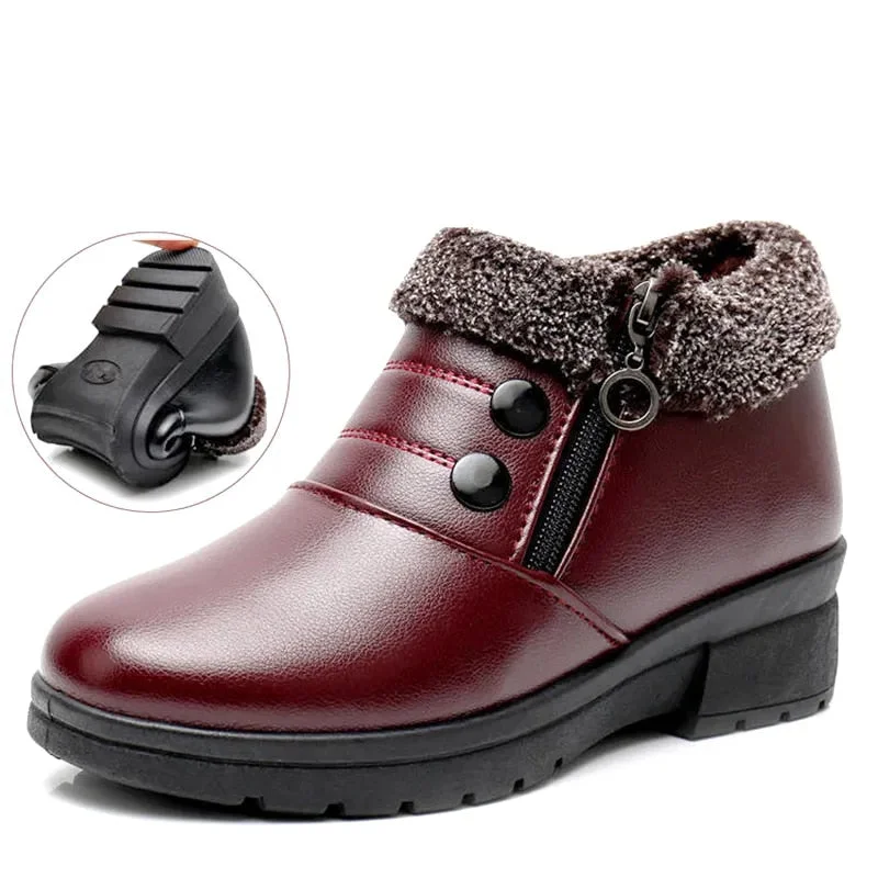 GKTINOO Women Boots 2022 Fashion Waterproof Snow Boots Shoes Women Casual Lightweight Ankle Warm Winter Boots Soft Leather