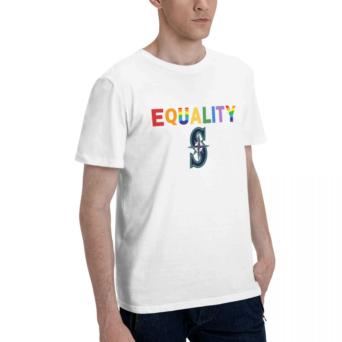 Seattle Mariners Rainbow Equality Pride Men's Cotton Shirt