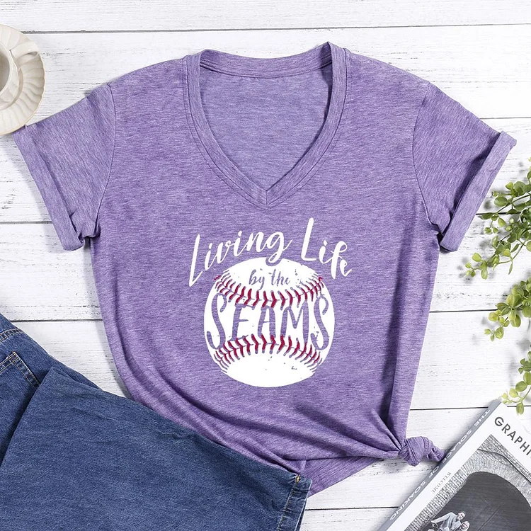 Softball V-neck T Shirt-Annaletters