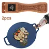 2Pcs Sapele Outdoor Grill Pan Handle Camping Anti-Scalding Barbecue Pan Handle