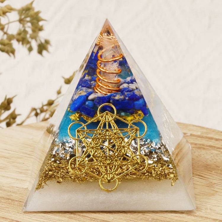 Lapis Lazuli Metatron's Cube Orgone Pyramid