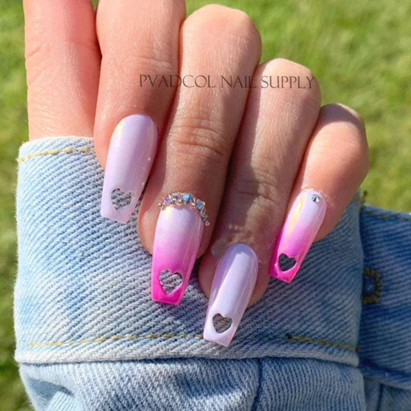 Cute Heart Medium Coffin False Nail Tips Full Cover Nails Fake Tip Press On Salon Manicure Supply Supply-Nail Inspo