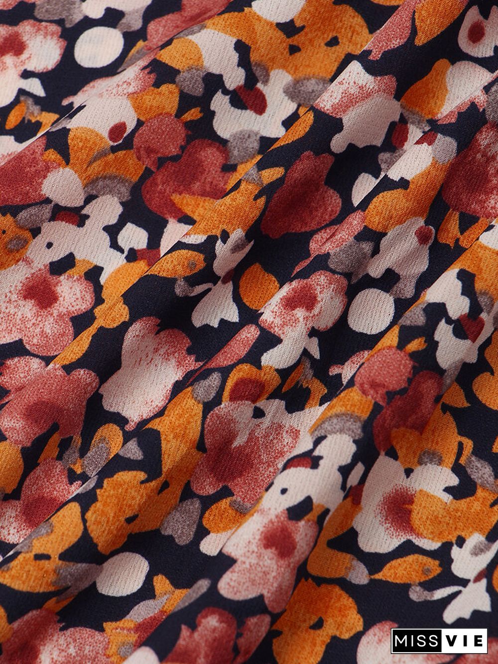 Floral Print Wrap V-neck Short Sleeve Summer Dress
