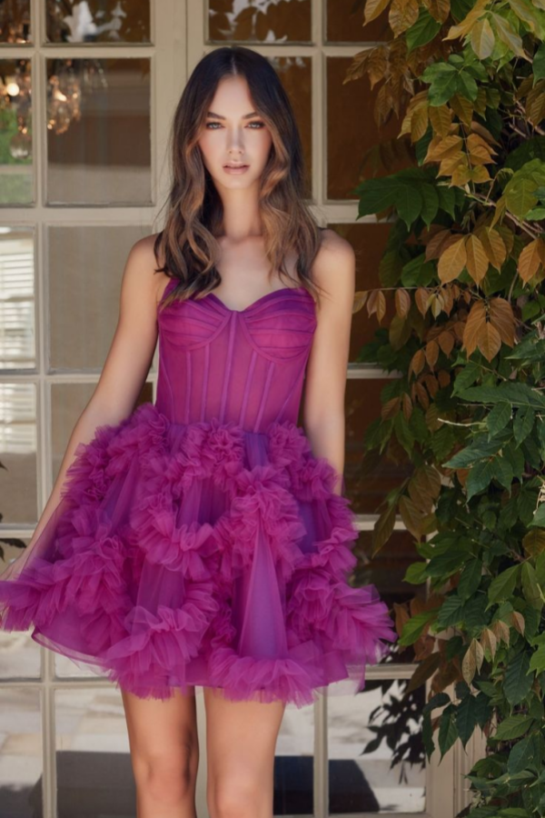 Strapless Sweetheart Tulle Ruffles Mini Homecoming Dress