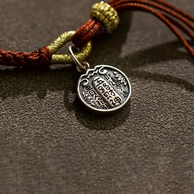 Handmade 925 Sterling Silver Five Directions Gods of Wealth Luck Protection String Braid Bracelet