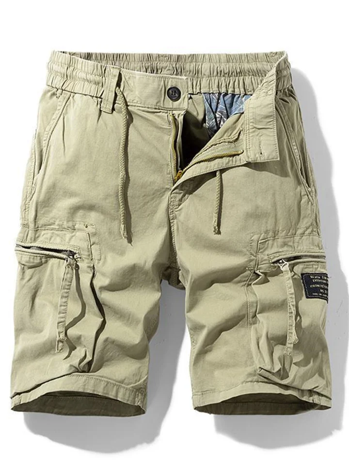 Men's Cargo Shorts Hiking Shorts Elastic Waist Multi Pocket Multiple Pockets Plain Comfort Breathable Knee Length Casual Daily Fashion Streetwear ArmyGreen Black
