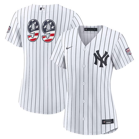 Women's New York Yankees #99 Aaron Judge Nike White USA 250 Fourth of July Home Stadium Jersey