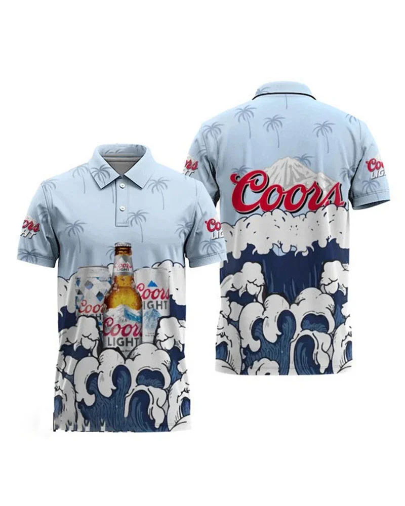 Men's Casual Light Summer Waves Polo Shirt